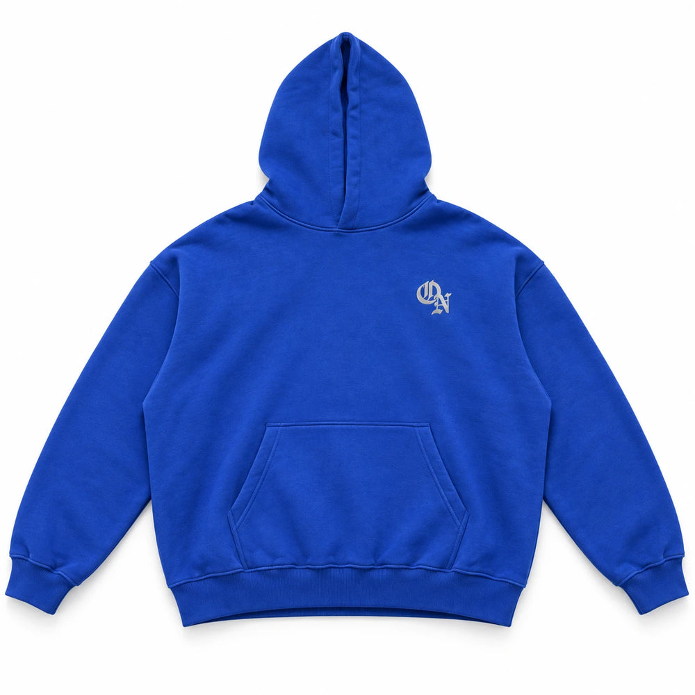 Royal Blue Hoodie laid flat